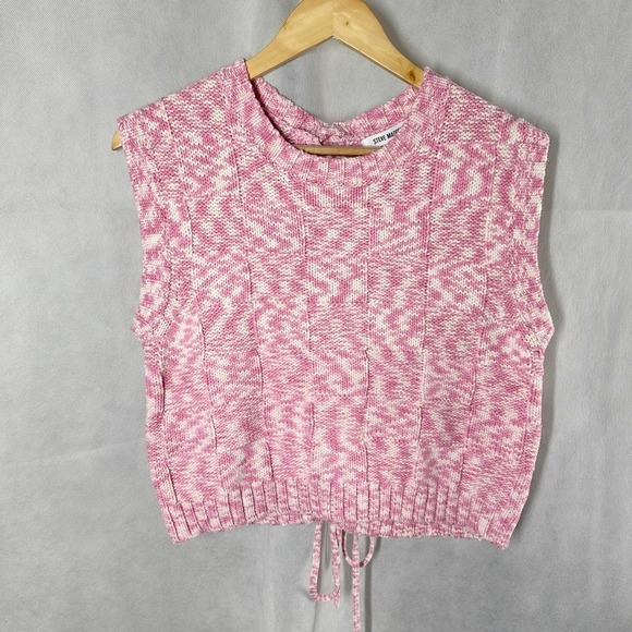 Steve Madden Cicilla Pink Tulle Sleeveless Sweater Size Large - Picture 2 of 8